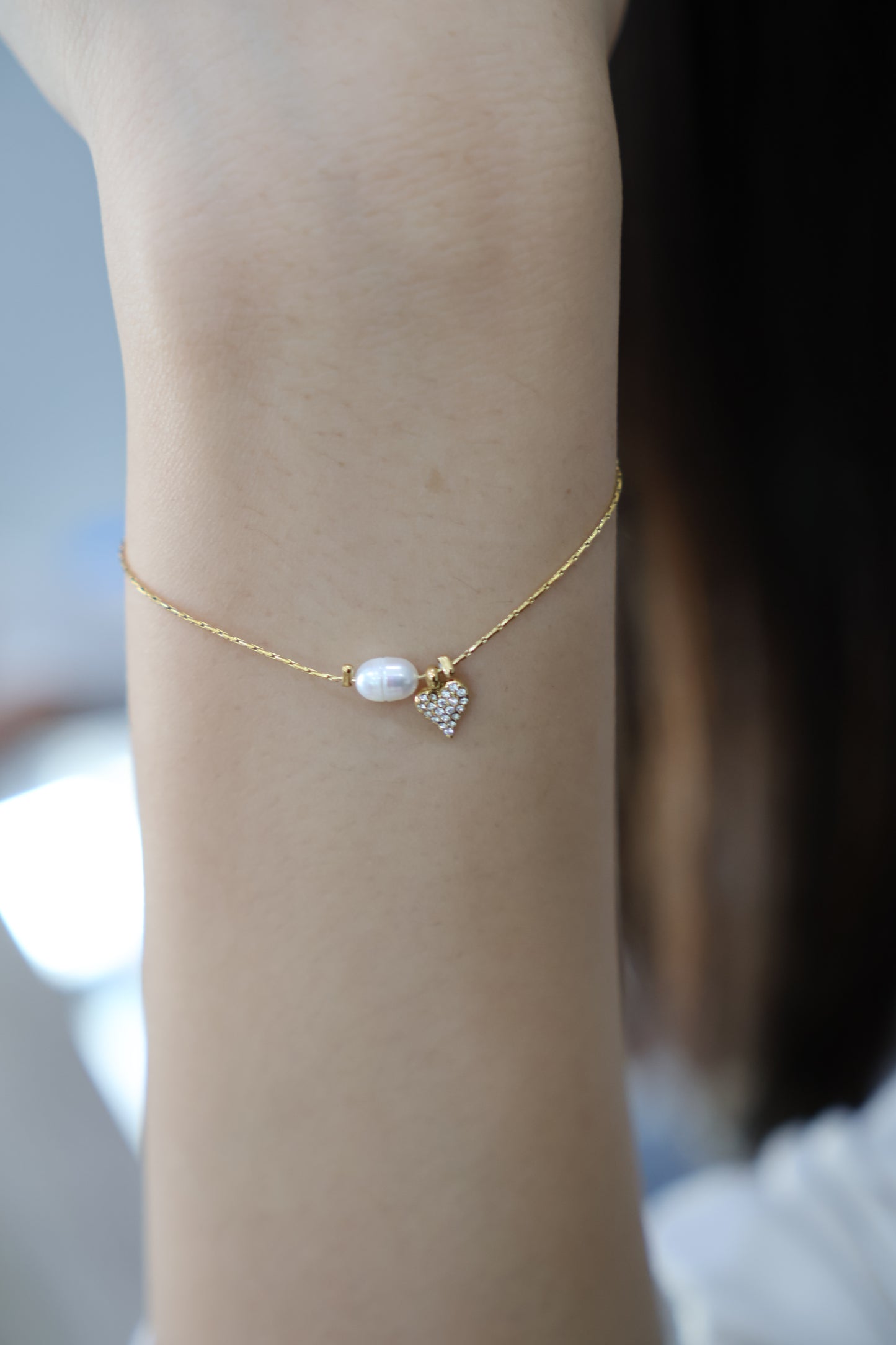 Pearl heart bracelet