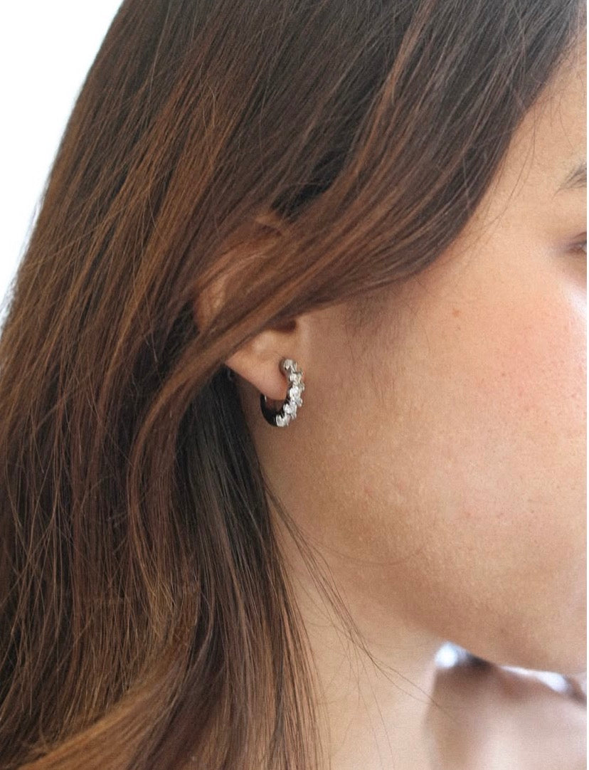 Mini pave earrings (Silver)
