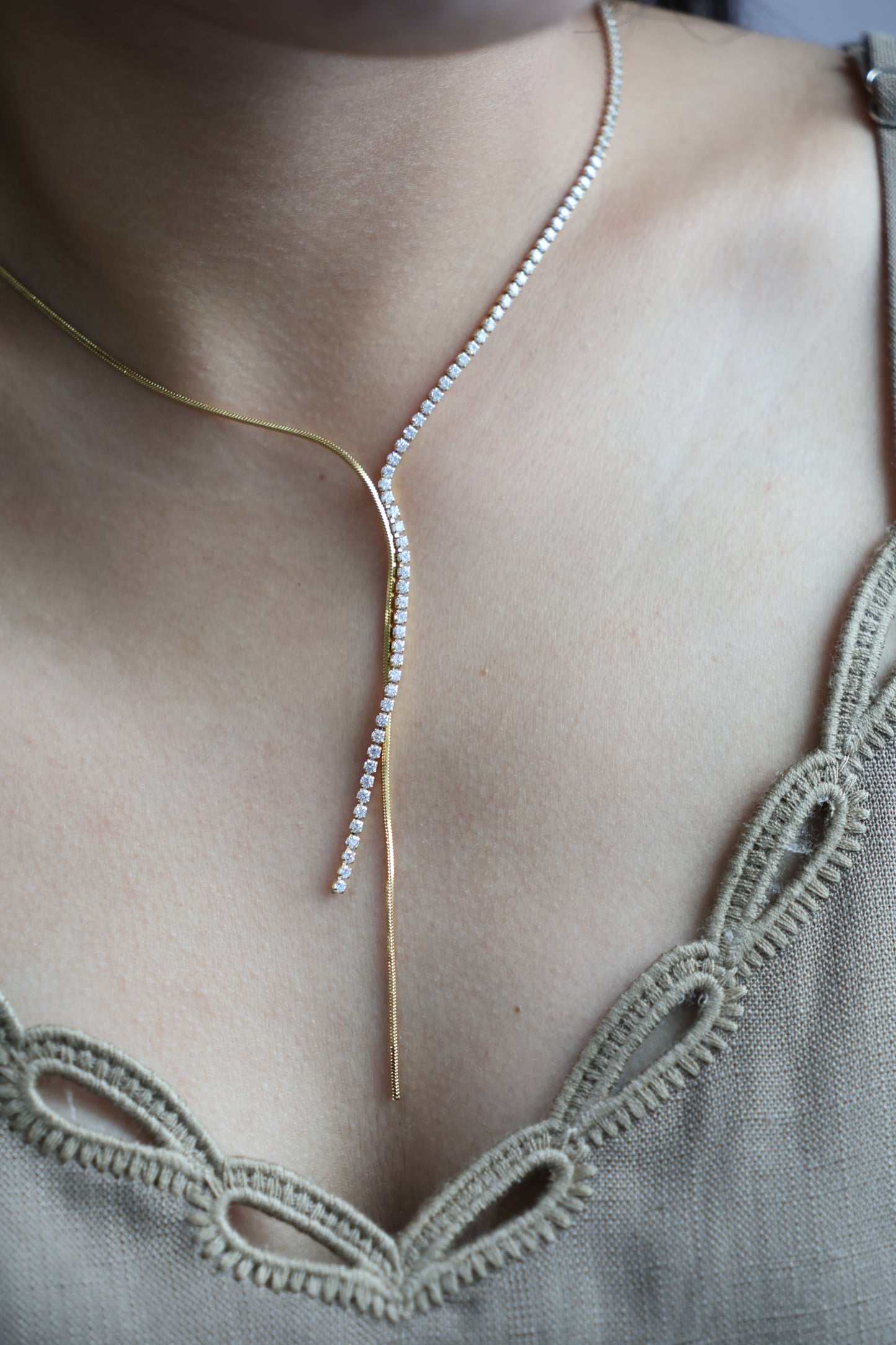 Drop tennis necklace