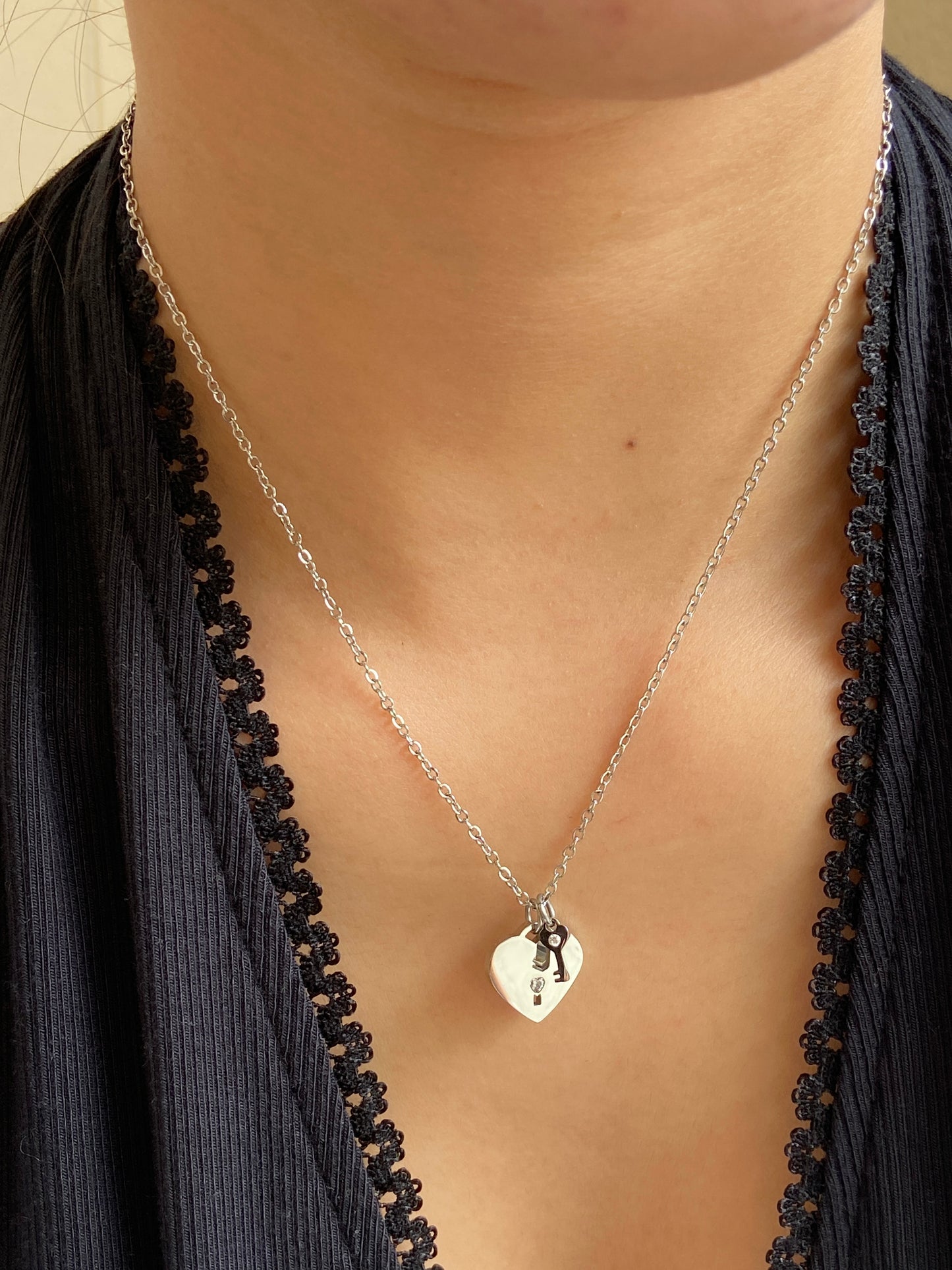 Lock heart necklace (Silver)