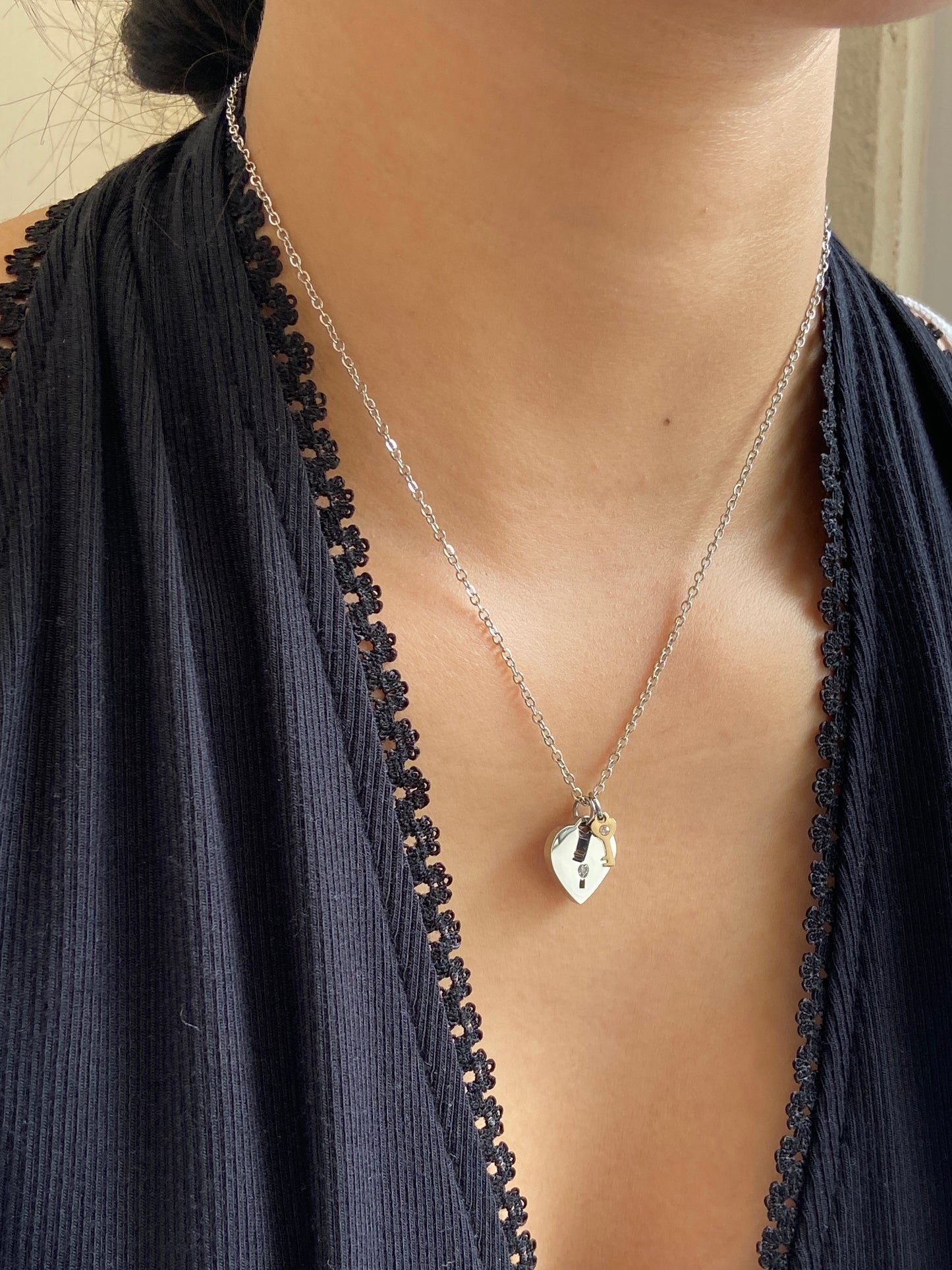 Lock heart necklace (Silver)