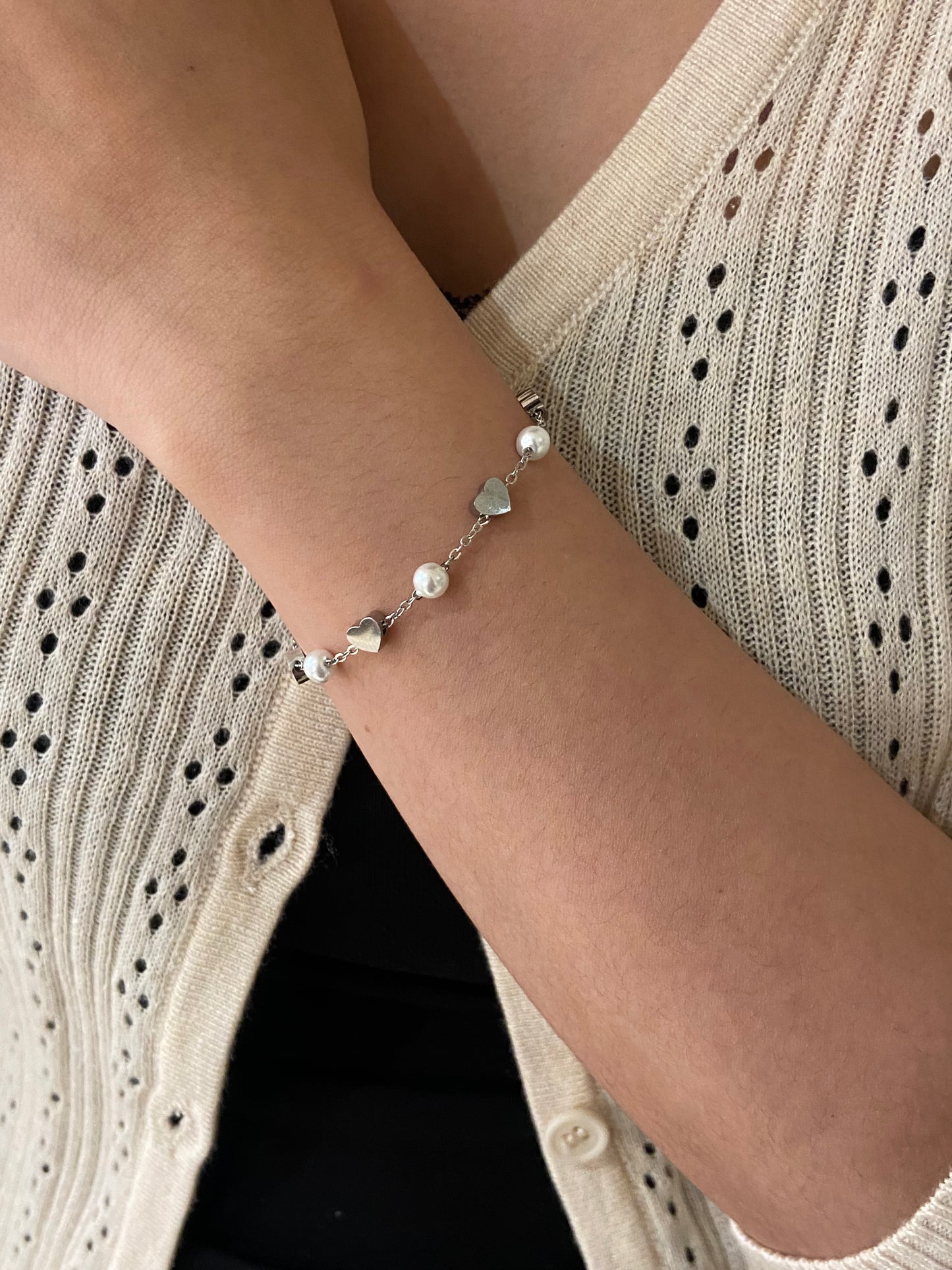 Lune pearl bracelet (silver)