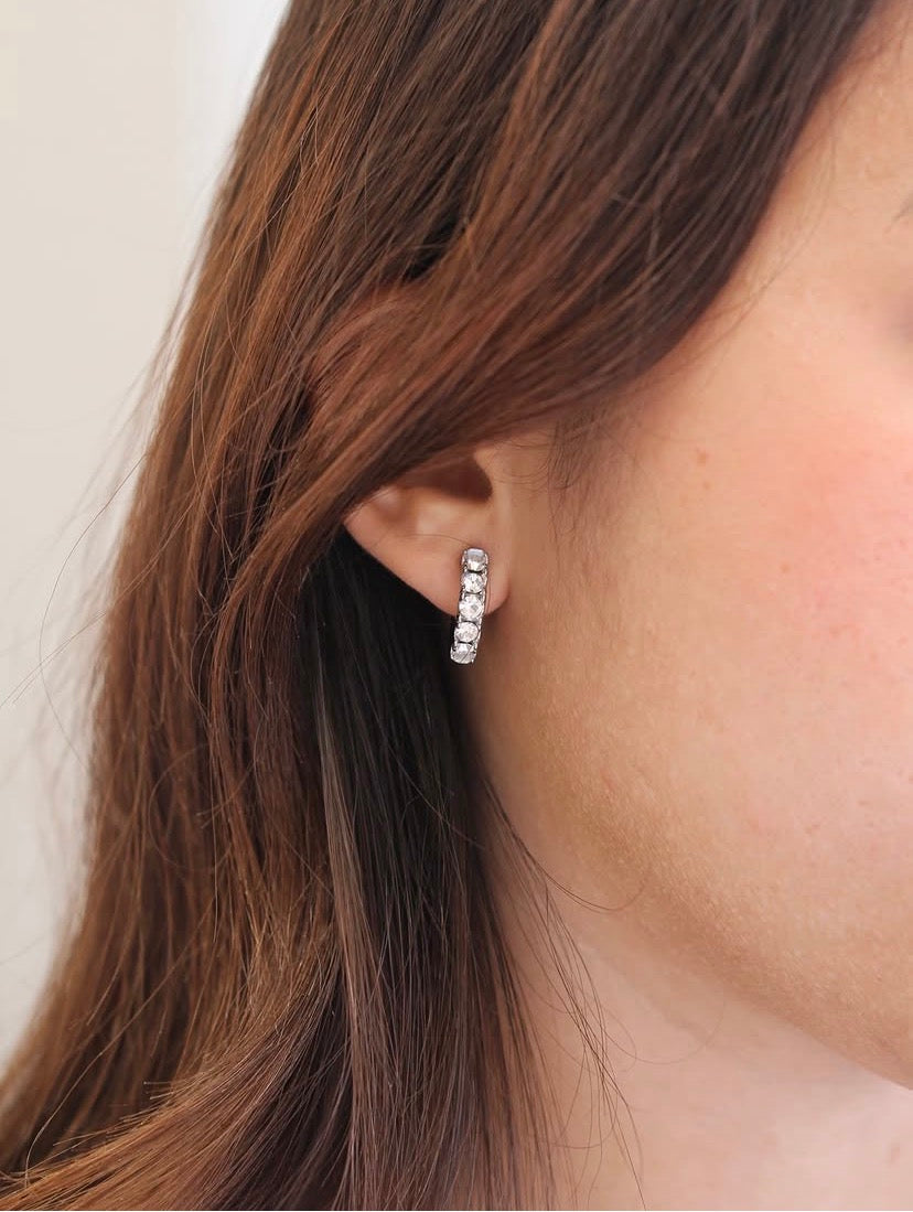 Mini pave earrings (Silver)