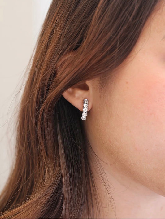 Mini pave earrings (Silver)
