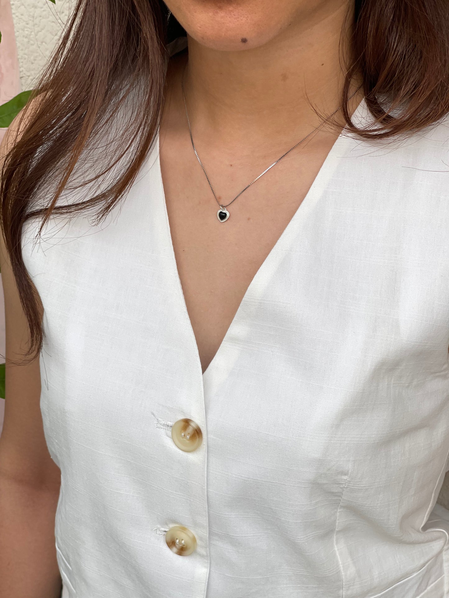 Sv black heart necklace