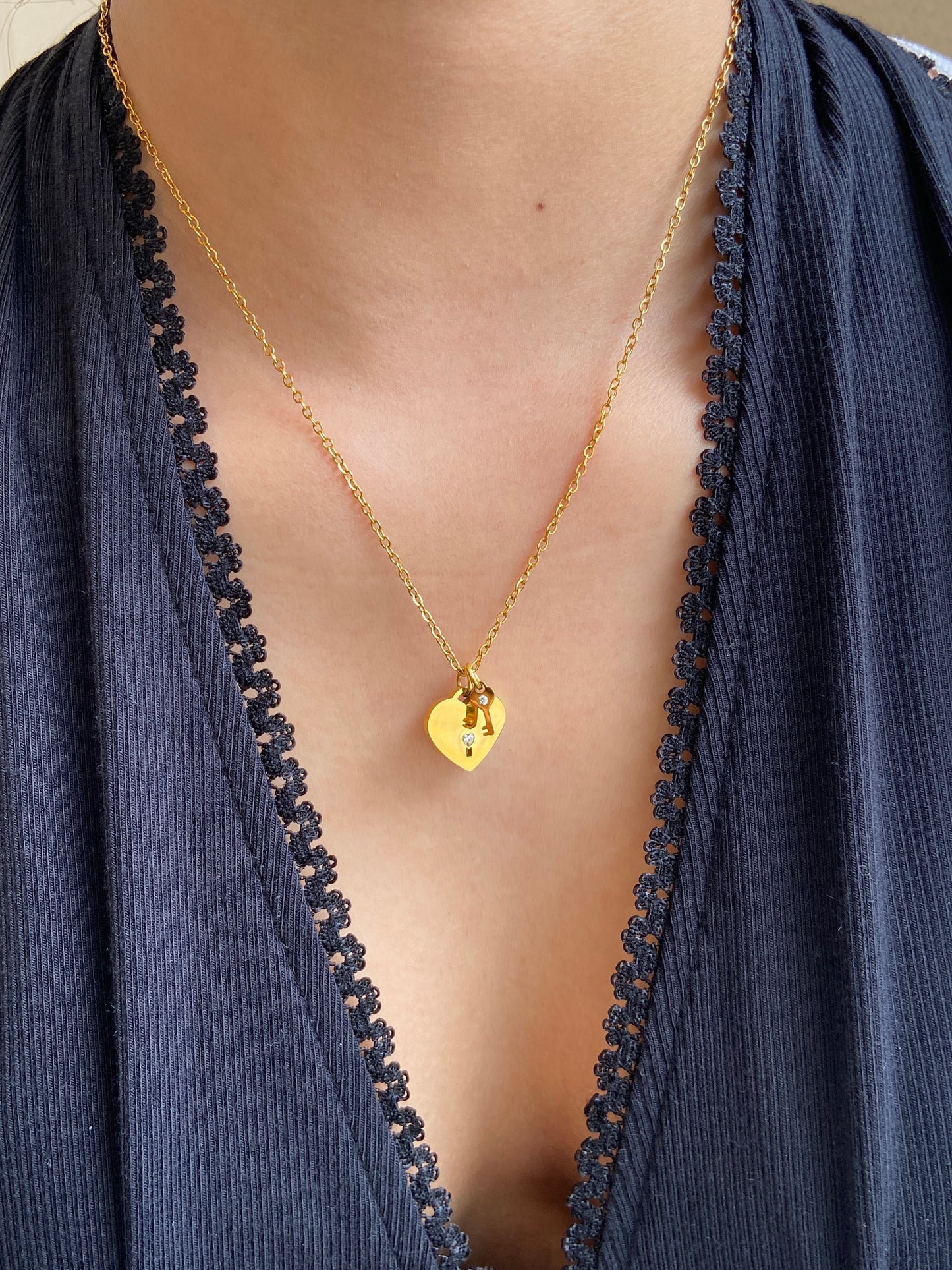 Lock heart  necklace (Gold )