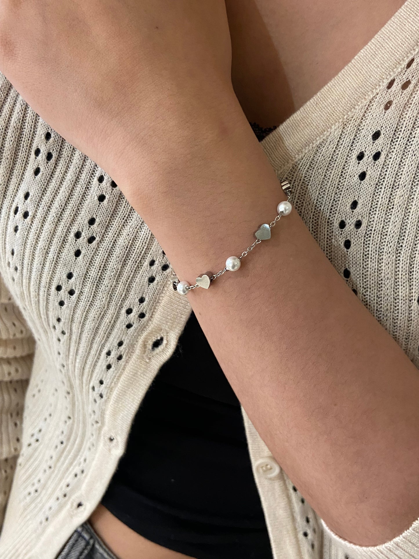 Lune pearl bracelet (silver)