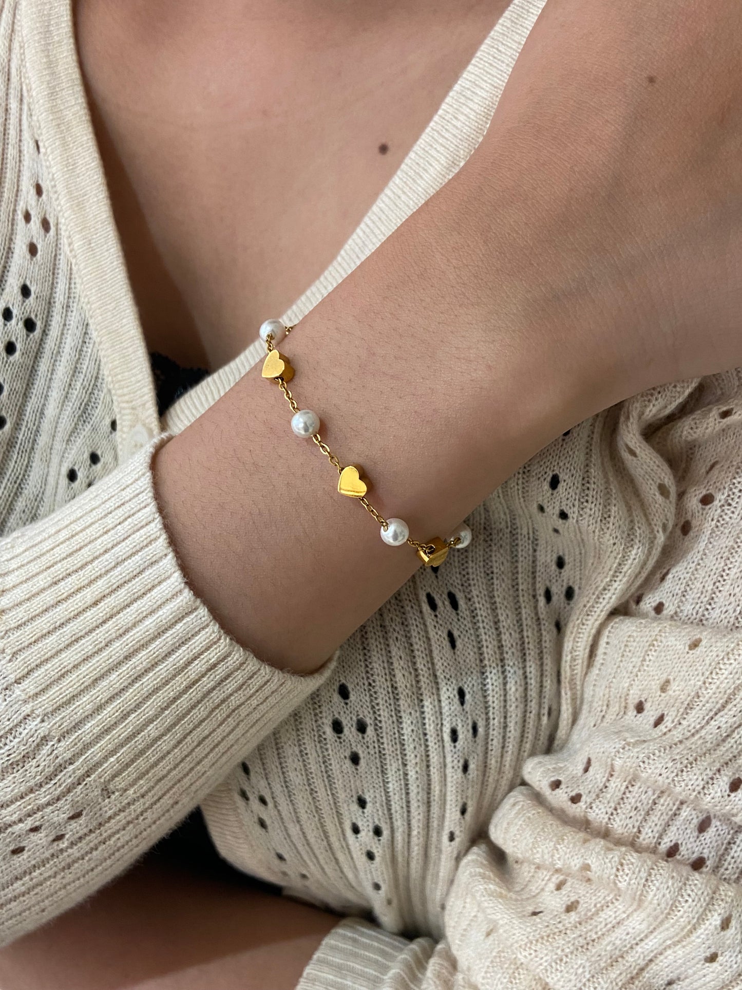 Lune pearl bracelet (gold)